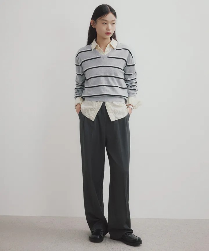 SPAO 모델 스트라이프 니트 스타일